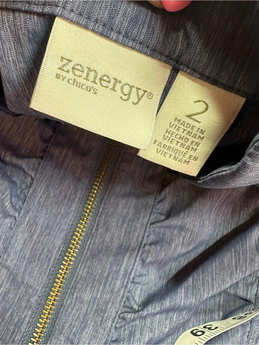 Chico's zenergy (2) full zip Vest jacket women L layering ruched ruffle